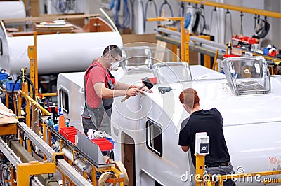 Manufacture of camper vans in a factory Editorial Stock Photo
