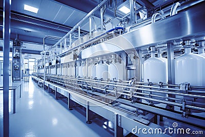 Tank processing chemical industrial conveyor factory metal alcohol plant fermentation Stock Photo