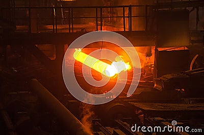 Manufacture of steel pipes Stock Photo