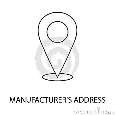 Manufacturer address line vector for food packaging, geolocation illustration Vector Illustration