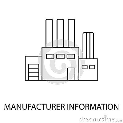 Manufacturer information line vector for food packaging, factory or production illustration. Vector Illustration
