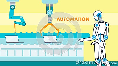 Manufacturing Automation Flat Banner Template Vector Illustration