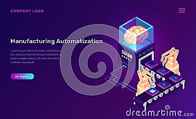 Manufacturing automation isometric concept Vector Illustration