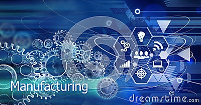 Manufacturing concept, Innovation Computer Data Cogs Technology,Training,background Stock Photo