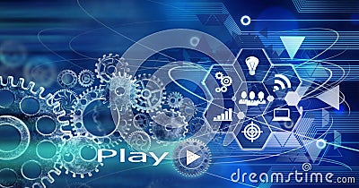 Play concept, Innovation Computer Data Cogs Technology,Training,background Stock Photo
