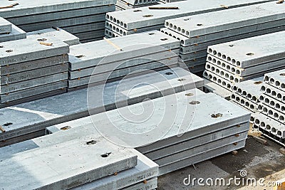 Manufacturing concrete slabs. reinforced concrete production Stock Photo