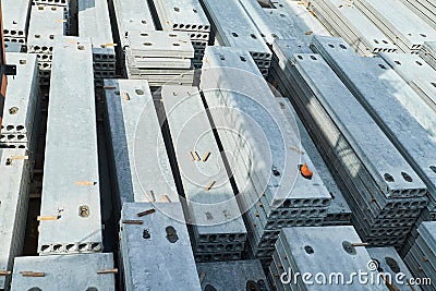 Manufacturing concrete slabs. reinforced concrete production Stock Photo