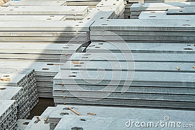 Manufacturing concrete slabs. reinforced concrete production Stock Photo