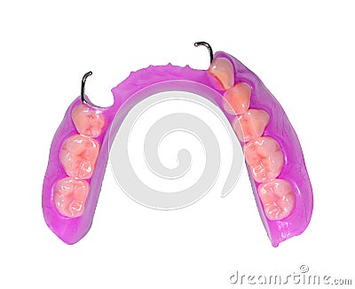 Manufacturing of dental prostheses, metal-ceramic crowns on gypsum teeth models in the treatment of patients by a dentists Stock Photo