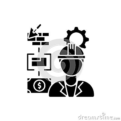 Manufacturing engineer black glyph icon Vector Illustration