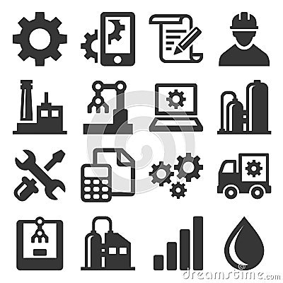 Manufacturing and Engineering Icons Set. Vector Vector Illustration