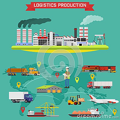 Manufacturing and logistics goods Vector Illustration