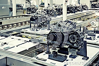 Manufacturing parts for transmission Stock Photo