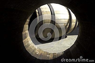Manufacturing process of barrels for wine Stock Photo