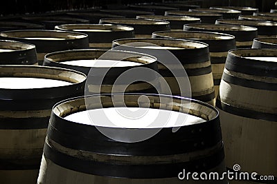 Manufacturing process of barrels for wine Stock Photo