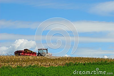 Manure Spreader in Field Stock Photo