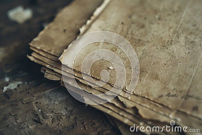 The Manuscript Archive. Weathered Pages From Bygone Eras. Generative AI Stock Photo