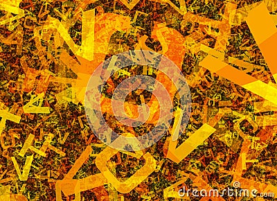 Many abstract chaotic orange alphabet letters Stock Photo