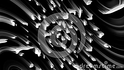 Many abstract comets fall at high speed, 3d rendering. Virtual asteroid rain, computer generated background Stock Photo
