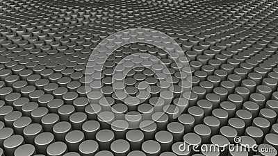 Many abstract cylinders, optical Illusion as sea waves, modern computer generated 3D render backdrop Stock Photo