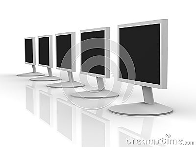 Many Aligned Monitors Stock Photo