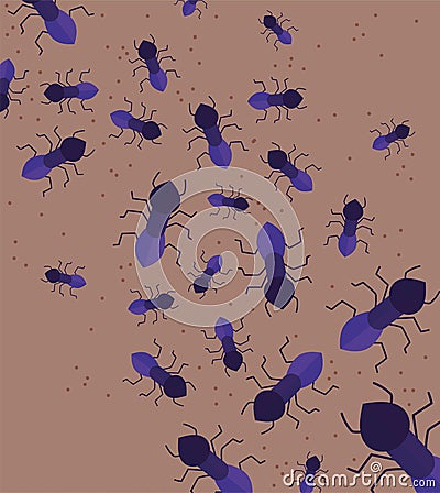 Many ants insect nature animals small cartoon pattern design Vector Illustration