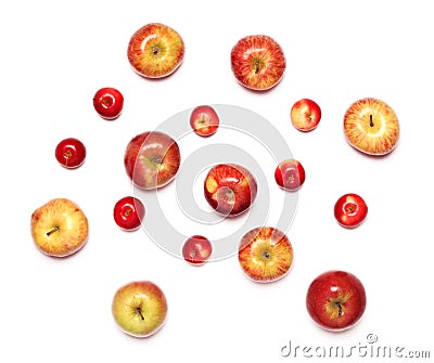 many apples fruits isolated white background Stock Photo