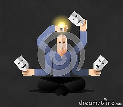 Meditation Cartoon Illustration