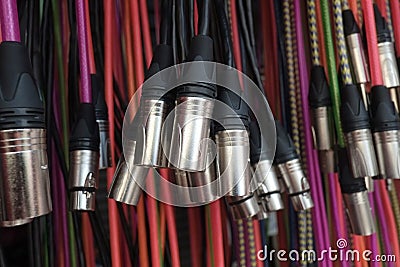 Many audio jack cable Stock Photo