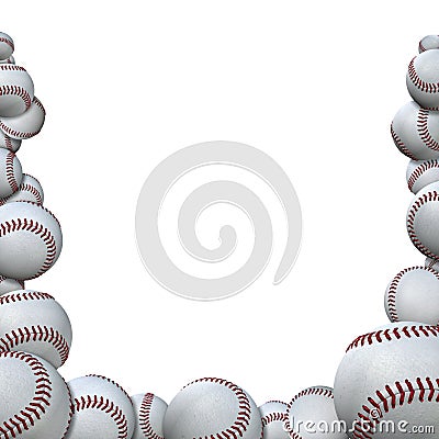 Many Baseballs form Baseball Season Sports Border Stock Photo