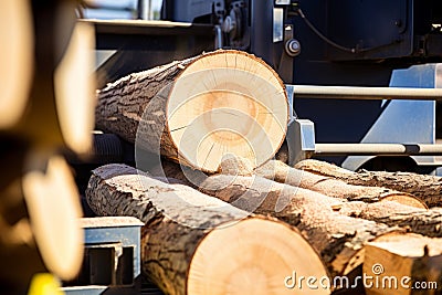 Many birch spruce scattered firewood big pile logs trees forest chopped. Transportation tree trunk wood industry timber Stock Photo