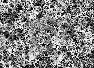 Many black-and-white flying stars background. shining shapes Stock Photo