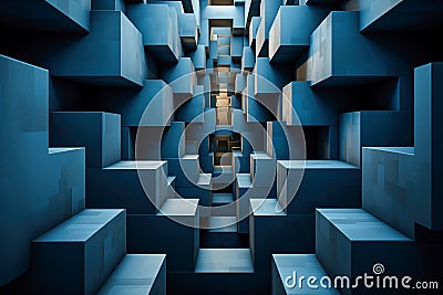 Many blue stairs and steps Stock Photo