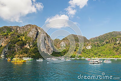 Many boat on the sea Stock Photo