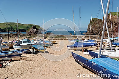 Hope Cove Devon England. A day out on the beach. Cl Editorial Stock Photo