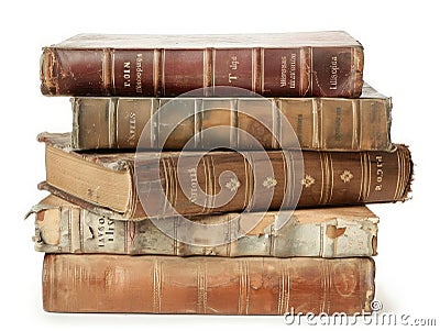 many books together forming a column. Stock Photo