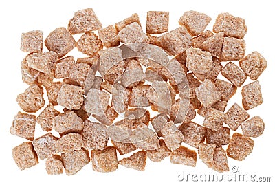 Many brown lump cane sugar cubes, backgro Stock Photo