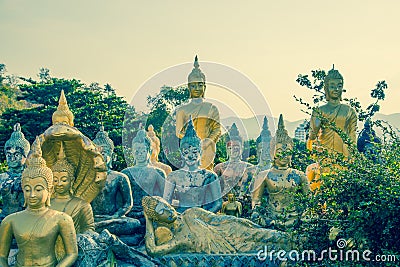 Many Buddha Khao Takiab Temple in Hua Hin Thailand Stock Photo