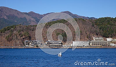 Many buildings in Kawaguchiko, Japan Editorial Stock Photo