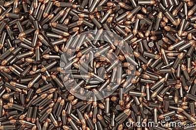 Many bullets in background. Military concept. 3D rendered illustration. Cartoon Illustration
