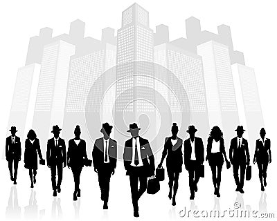 Many businessmen going Vector Illustration