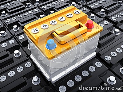 Many car battery Cartoon Illustration