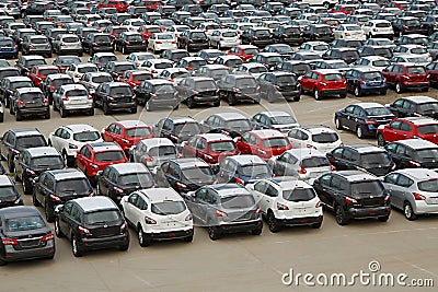 Many cars being imported Editorial Stock Photo