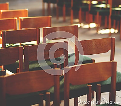 Many chairs in closed room - Meeting or seminar concept Stock Photo