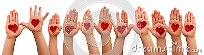 Children Hands With Heart Symbol And Smileys, Isolated Background Stock Photo