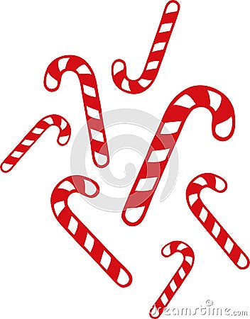 Many christmas candy canes Vector Illustration