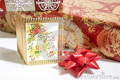 Many christmas gifts isolated in a white background Stock Photo