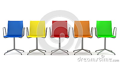 Many color office chairs isolated on white Stock Photo