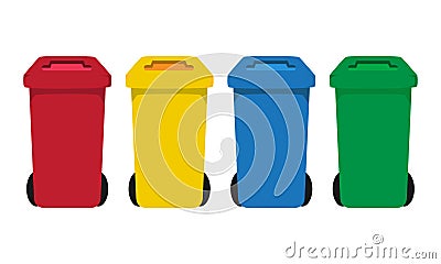 Many color wheelie bins set Vector Illustration