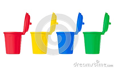 Many color wheelie bins set Stock Photo